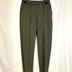 Nine West taupe and black houndstooth checked cropped knot trousers XS